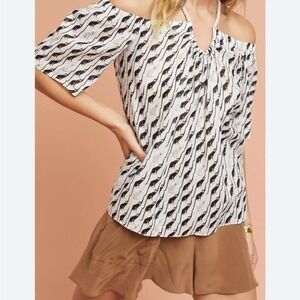 Anthropologie Bailey 44 Size Small Off-Shoulder Black & White Monkey Halter Top